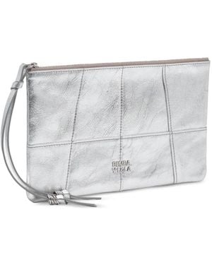 Bimba Y Lola Medium Leather Zipped Make-Up Clutch - Grey