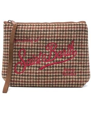 MC2 Saint Barth Clutch Aline Con Ricamo Pied-De-Poule - Rosso