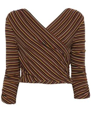 Anna Sui Striped Wrap Top - Brown