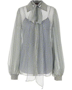 Gucci Daisy Print Bow Blouse - Gray