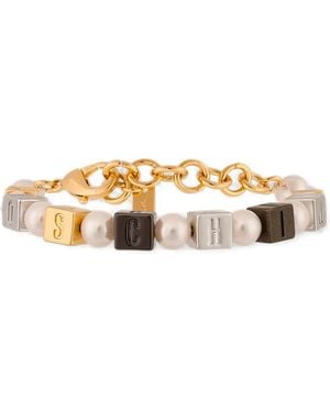 Moschino Logo-Beaded Bracelet - White