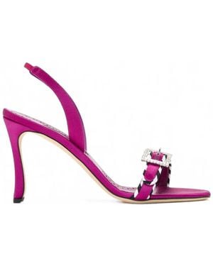 Manolo Blahnik Sumbasan Crystal-Buckle Sandals - Pink