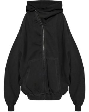 Rick Owens Asymmetric-Zip Oversized Hoodie - Black