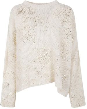 Avant Toi Pullover mit Pailletten - Weiß