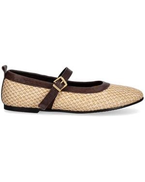 Marc O' Polo Woven Buckle-Fastening Ballet Flats - White