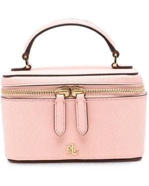 Ralph Lauren Small Hallee Logo-Plaque Vanity Tote Bag - Pink