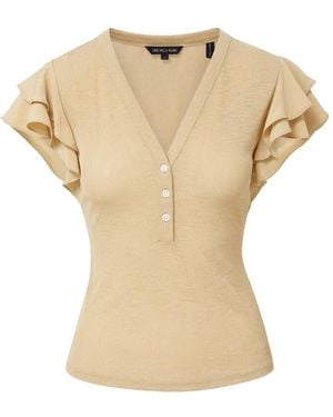 Veronica Beard Aphrodite Ruffled Polo Top - Natural