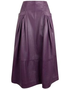 Alberta Ferretti Pleated Leather Skirt - Purple