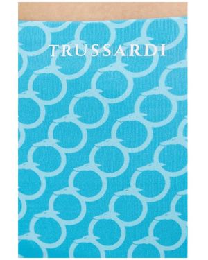 Trussardi Monogram-Print Ring-Detail Bikini Bottoms - Blue