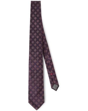 Brunello Cucinelli Silk Tie With Geometric Pattern - Purple