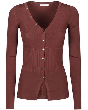 Patrizia Pepe Ribbed-Design Cardigan - Red