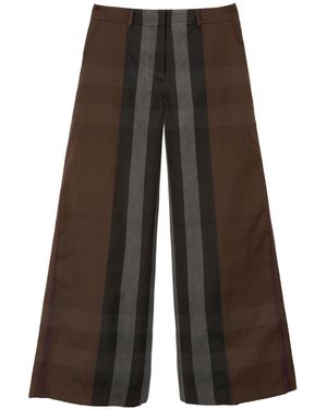 Burberry Check-Pattern Wide-Leg Pants - Brown