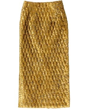 Needles Quilted Velvet Pencil Skirt - Yellow