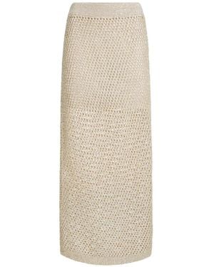 Brunello Cucinelli Dazzling Texture Net Knit Skirt - White