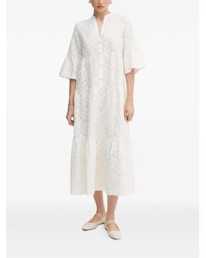 MARC AUREL Flared-Sleeve Floral Dress - White