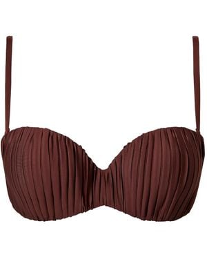Twinset Pleated Bandeau Bikini Top - Purple
