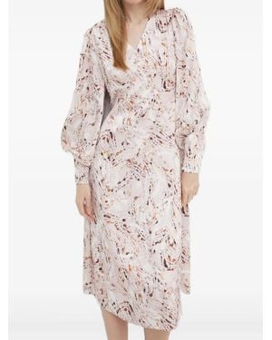 Bruuns Bazaar Puff-Sleeve Marble-Print Dress - White