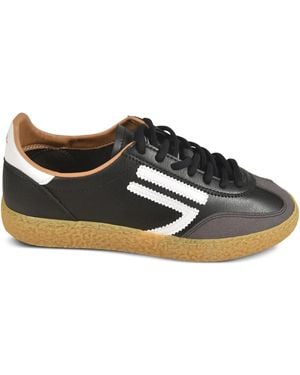 PURAAI Leather Striped Trainers - Black