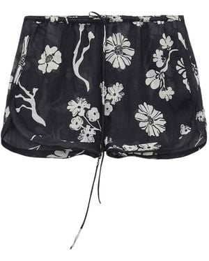Dorothee Schumacher Floral-Print Drawstring Shorts - Black