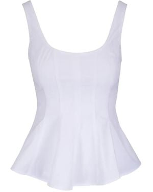 Veronica Beard Charlie Peplum Sleeveless Blouse - Blue