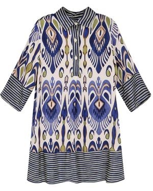 BYE Firenze Patterned Mini Dress - Blue