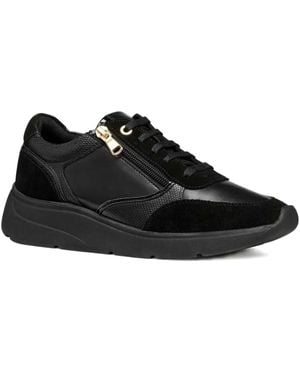 Geox Zip-Detail Leather Low-Top Trainers - Black