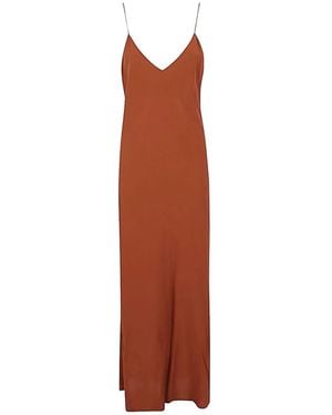Alberto Biani Spaghetti-Strap Bias-Cut Dress - Brown