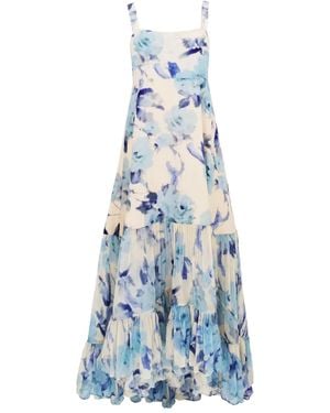 Azeeza Bellevue Floral-Pattern Midi Dress - Blue