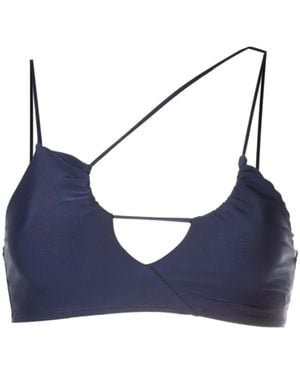 Gloria Coelho Top drapeado con cuello asimétrico - Azul