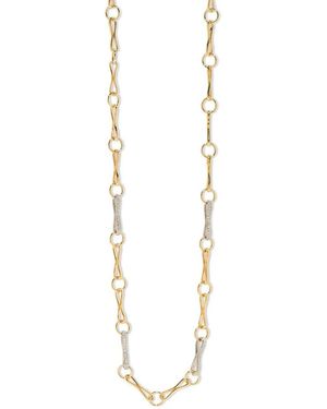 Azlee 18Kt Large Circle-Link Diamond Chain Necklace - White