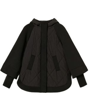 Twinset Hooded Quilted Puffer Jacket - Black