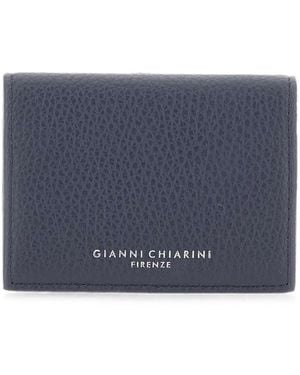 Gianni Chiarini Dollaro Pebbled Leather Card Holder - Blue