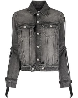Courreges Strap-Embellished Denim Jacket - Black