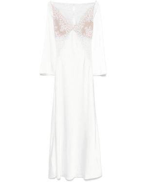 Self-Portrait Lace Satin Gown - White