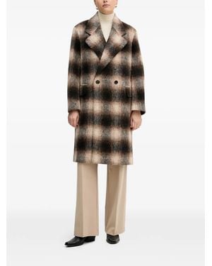Joop! Double-Breasted Checked Coat - Natural