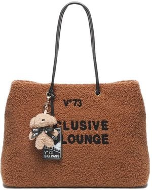 V73 Teddy-Textured Tote Bag - Brown
