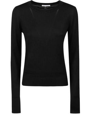 Patrizia Pepe Fine-Knit Long-Sleeve Sweater - Black