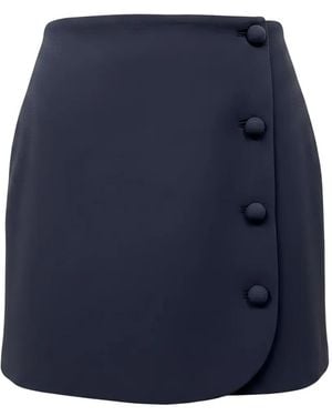 Valentino Garavani Button-Embellished Wool Mini Skirt - Blue