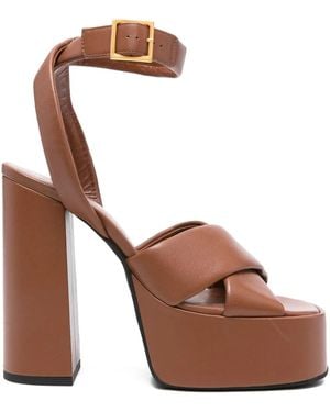 Giampaolo Viozzi Plateau-Sandalen Mit Überkreuzten Riemen 140Mm - Braun