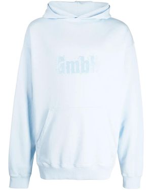 GmbH Logo-Print Cotton Hoodie - Blue