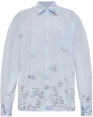 Vetements Passport-Stamp Print Shirt - Blue