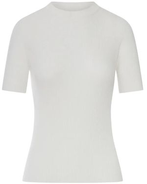 Fendi Ribbed Short-Sleeve Sweater - White