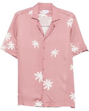 Tagliatore Hawaii Palm-Print Short-Sleeve Shirt - Pink