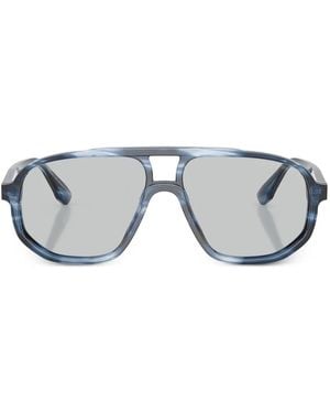 Emporio Armani Striped Pilot Sunglasses - Metallic