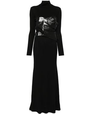 Nanushka Draped-Panel Roll-Neck Maxi Dress - Black