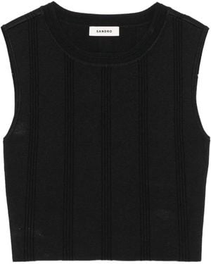 Sandro Crew-Neck Crop Top - Black