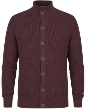 Ballantyne Rice-Grain-Stitch Button-Up Cardigan - Purple