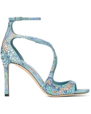 Jimmy Choo Azia 95 Crystal-Embellished Sandals - Blue