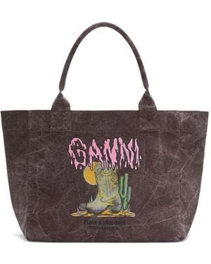 Ganni Graphic Tote Bag - Purple