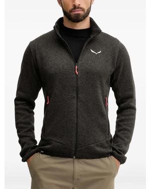 Salewa Logo-Print Zip-Up Jumper - Black